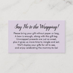 Nein zur Wrapping Baby Showroom-Geschenkkarte Begleitkarte