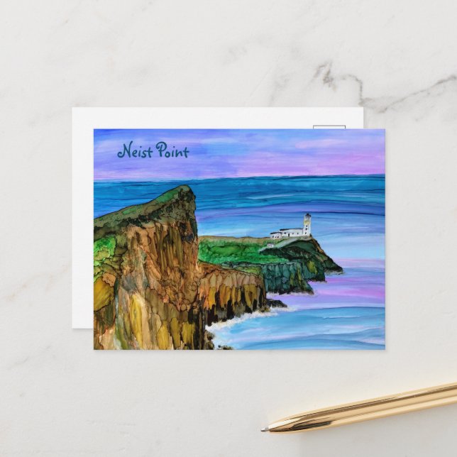 Neist Point Leuchtturm Skye Postkarte (Vorderseite/Rückseite Beispiel)