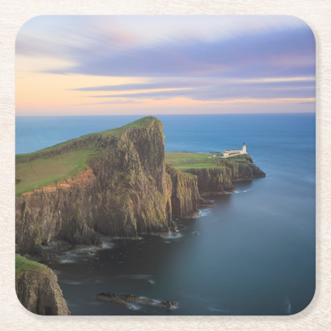 Neist Punktleuchtturm auf Skye am Sonnenuntergang Rechteckiger Pappuntersetzer (Vorderseite)