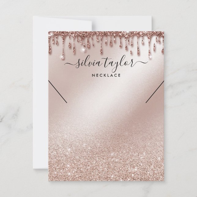 Nekklastische Grafikkarte Rose Gold Glitzer Einladung (Vorderseite)