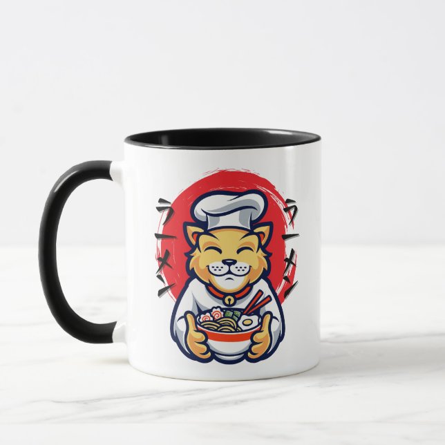 Neko Cat Japanischer Koch Niedlich Kawaii Tasse (Links)