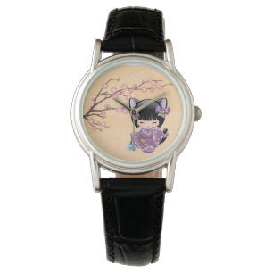 Neko Kokeshi Doll - Cat Ears Geisha Girl Armbanduhr
