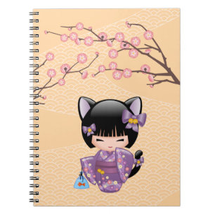 Neko Kokeshi Doll - Cat Ears Geisha Girl Notizblock
