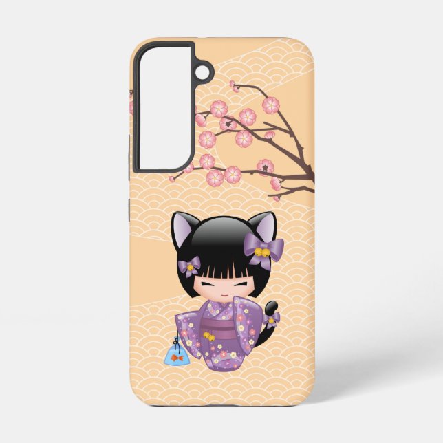 Neko Kokeshi Doll - Cat Ears Geisha Girl Samsung Galaxy Hülle (Rückseite)