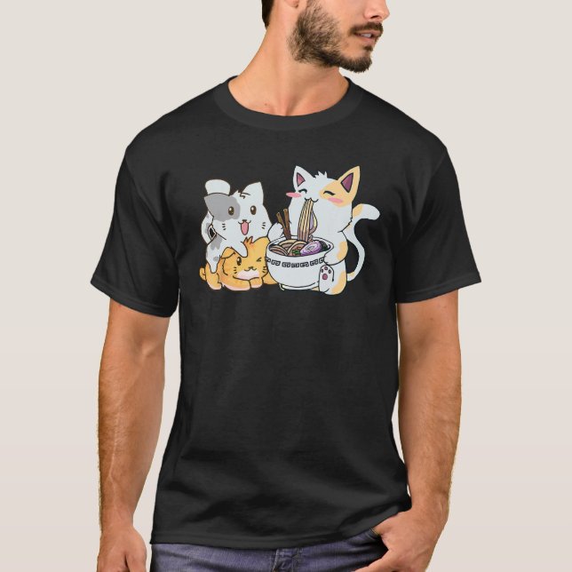 Neko Ramen Katzen-Nudeln T-Shirt (Vorderseite)
