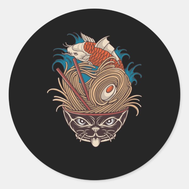 Neko Ramen Runder Aufkleber (Vorderseite)