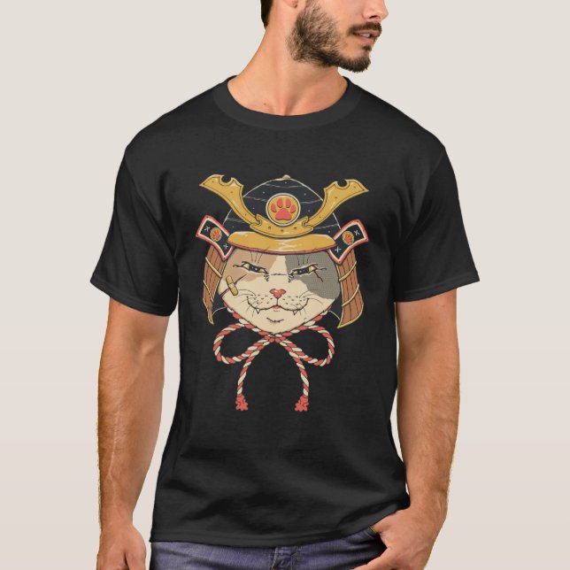 Neko Samurai Head T-Shirt (Vorderseite)