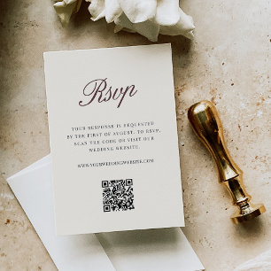 Nelke Klassische Schrift Hochzeits-QR-Code-RSVP Begleitkarte