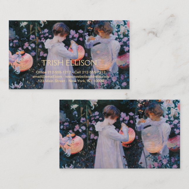 Nelke Lilie Lilie Rose John Singer Sargent Kunst Visitenkarte (Vorne/Hinten)