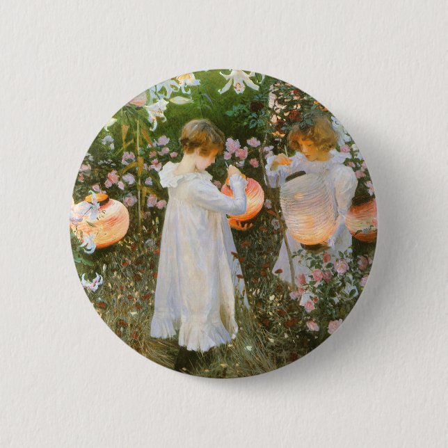 Nelke, Lily, Lily, Rose von John Singer Sargent Button (Vorderseite)