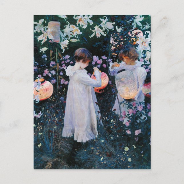 Nelke, Lily, Lily, Rose von John Singer Sargent Postkarte (Vorderseite)