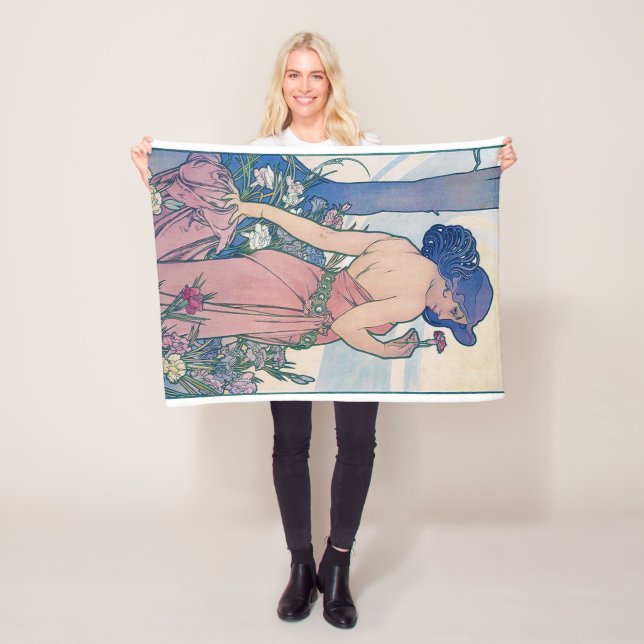Nelke (vier Blume), Alphonse Mucha Fleecedecke (Beispiel)