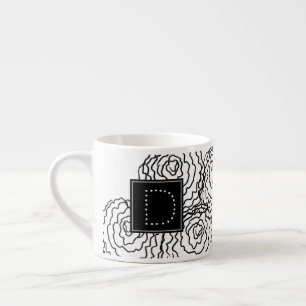 Nelken-Blumen-Handzeichnung Monogramm Espressotasse