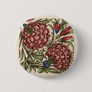 Nelken-Blumenfliese Antik Rustikal De Morgan Kunst Button