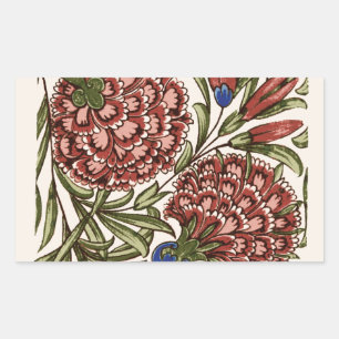 Nelken-Blumenfliese Antik Rustikal De Morgan Kunst Rechteckiger Aufkleber