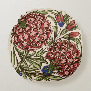 Nelken-Blumenfliese Antik Rustikal De Morgan Kunst Rundes Kissen