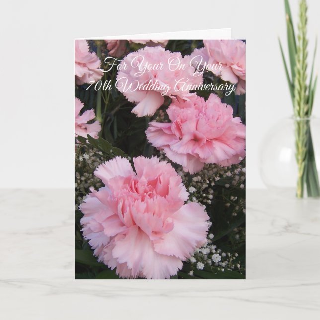 Nelken Personalisiert 70. Hochzeitstag Karte (Vorderseite)