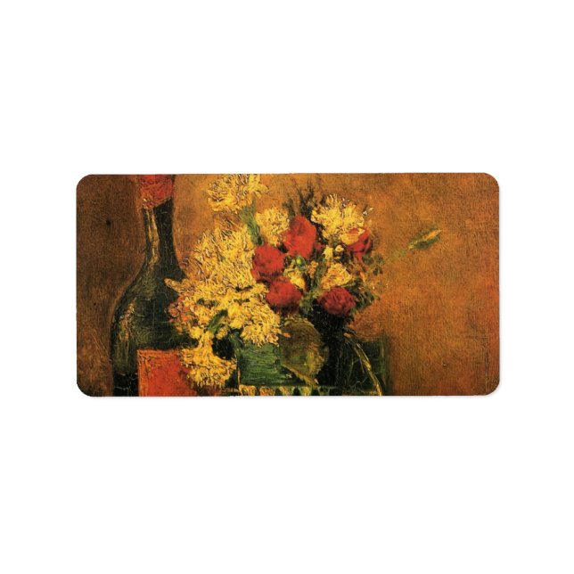 Nelken, Rose und Flaschen von Vincent van Gogh Adressaufkleber (Vorne)