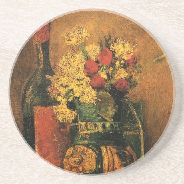 Nelken, Rose und Flaschen von Vincent van Gogh Getränkeuntersetzer (Vorne)