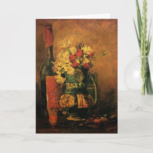 Nelken, Rose und Flaschen von Vincent van Gogh Karte (Vorderseite)