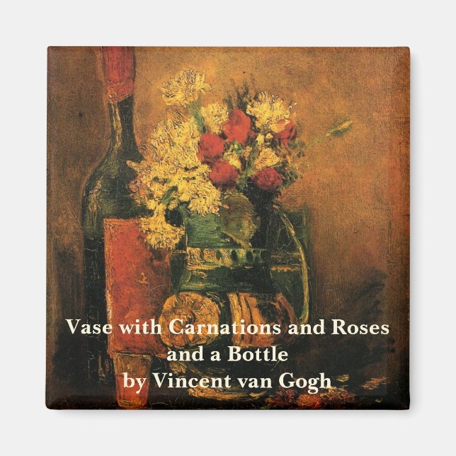 Nelken, Rose und Flaschen von Vincent van Gogh Magnet (Vorne)