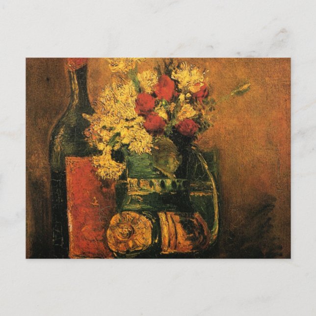 Nelken, Rose und Flaschen von Vincent van Gogh Postkarte (Vorderseite)