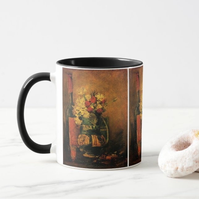 Nelken, Rose und Flaschen von Vincent van Gogh Tasse (Mit Donut)