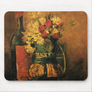 Nelken, Rosen und eine Flasche von Vincent van Gog Mousepad