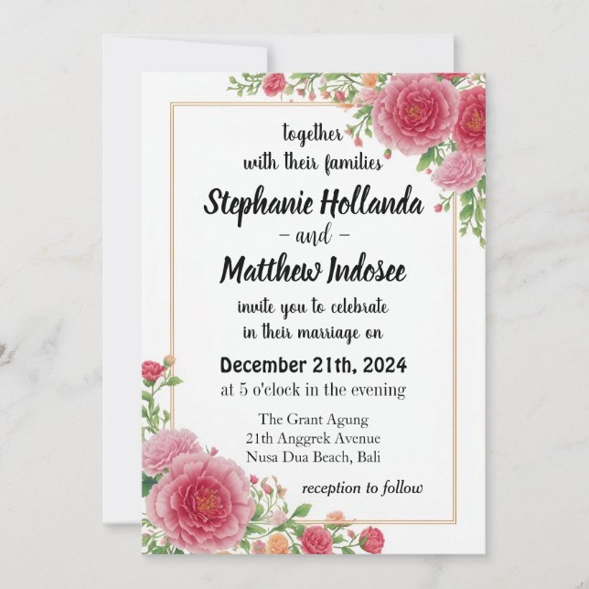 Nelken - Symbole der Liebe - Hochzeit Einladung (Vorderseite)