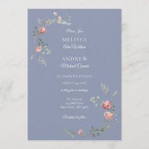 Nelken und blaue Hochzeitseinladungssuite