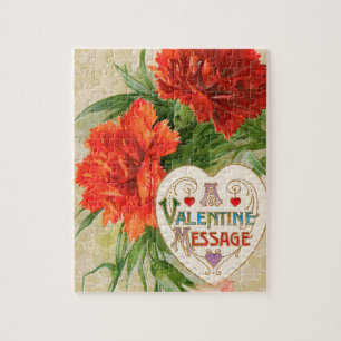 Nelkenblumen, Vintage Valentinstag Nachricht