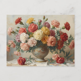 Nelkenblumenstrauß Vintage Stillleben Postkarte