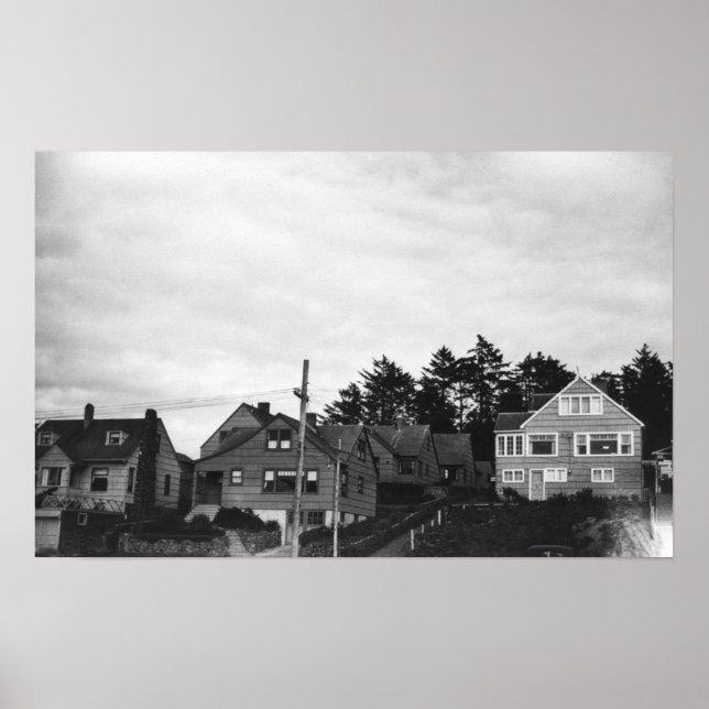 Nelscott, Oregon-Hütten im Pazifischen Ozean Poster (Vorne)