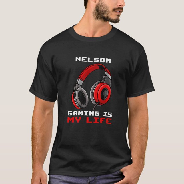 Nelson - Gaming ist mein Leben - Personalisiert T-Shirt (Vorderseite)