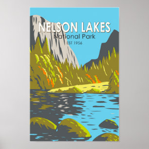 Nelson Lakes Nationalpark Neuseeland Vintag Poster