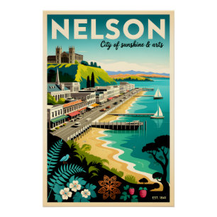 Nelson Neuseeland Retro-Reiseposter-Kunst Poster