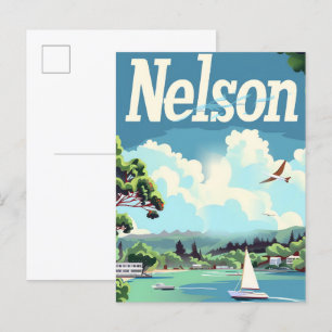 Nelson Neuseeland Vintage-Reiseillustration Postkarte
