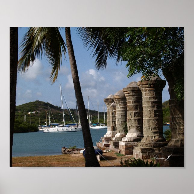 Nelson's Dockyard in Antigua Canvas Print Poster (Vorne)