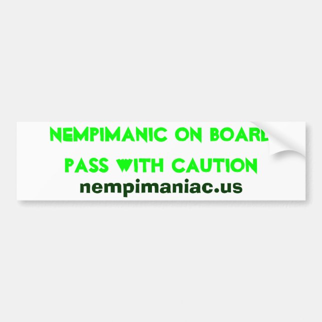 Nempimanic an Bord des Durchlaufs mit Vorsicht, Autoaufkleber (Vorne)