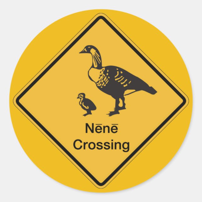 Nene Crossing, Traffic Warning Sign, Hawaii, USA Runder Aufkleber (Vorderseite)