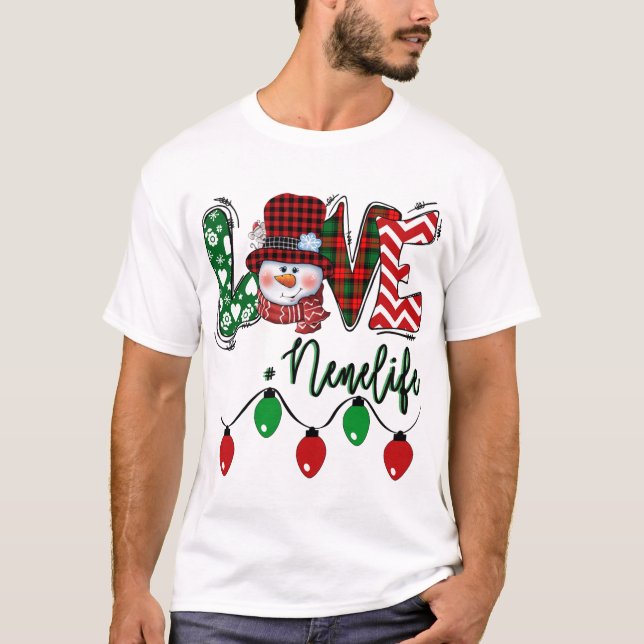 Nene Snowman Liebe Nene Life Christmas Red Kariert T-Shirt (Vorderseite)