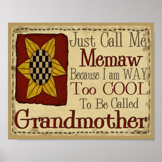 Nenn mich einfach Memaw, ich bin zu Cool für Großm Poster (Vorne)