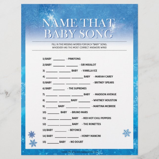 Nennen Sie das Baby Song [Snowy Blue] Briefbogen (Vorderseite)
