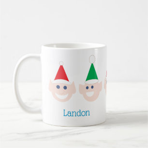 Nennen Sie die Elfenköpfe des Weihnachtsmannes vor Kaffeetasse