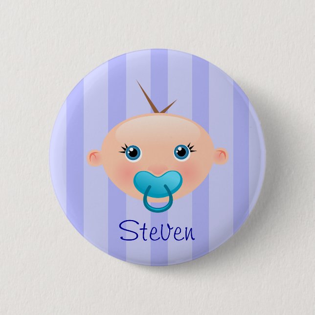 "Nennen Sie dieses!" Baby-Gesichts-Blau - Knopf Button (Vorderseite)