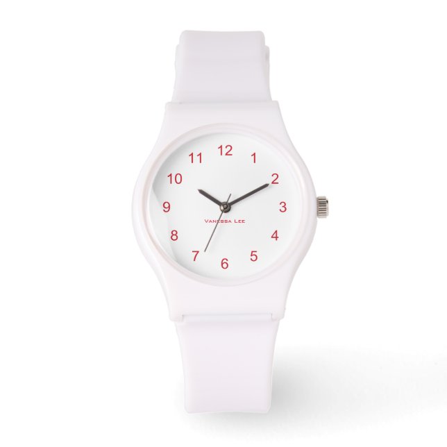 Nennen Sie Ihre weibliche Sporty White Silicon Wat Armbanduhr (Vorderseite)