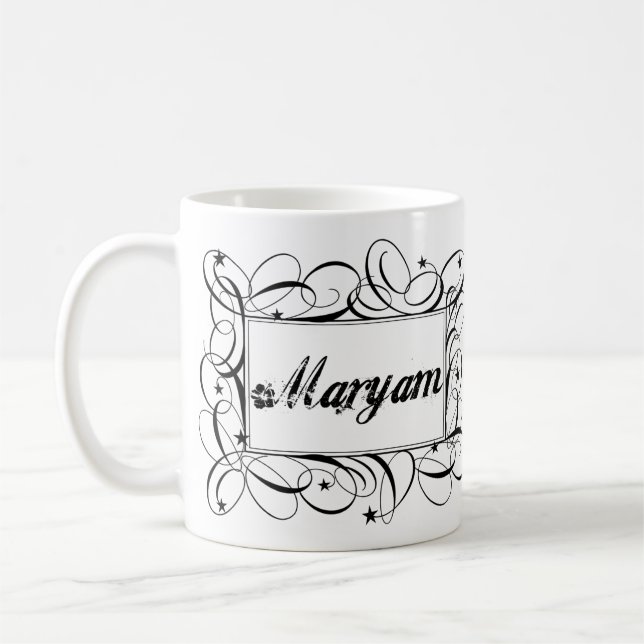 Nennen Sie Maryam im stilvollen Rahmen des Kaffeetasse (Links)