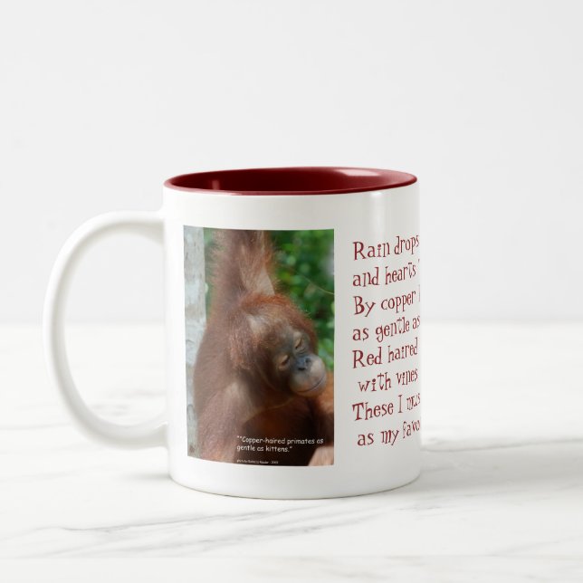 Nennen Sie meinen Lieblingssache-Orang-Utan Zweifarbige Tasse (Links)