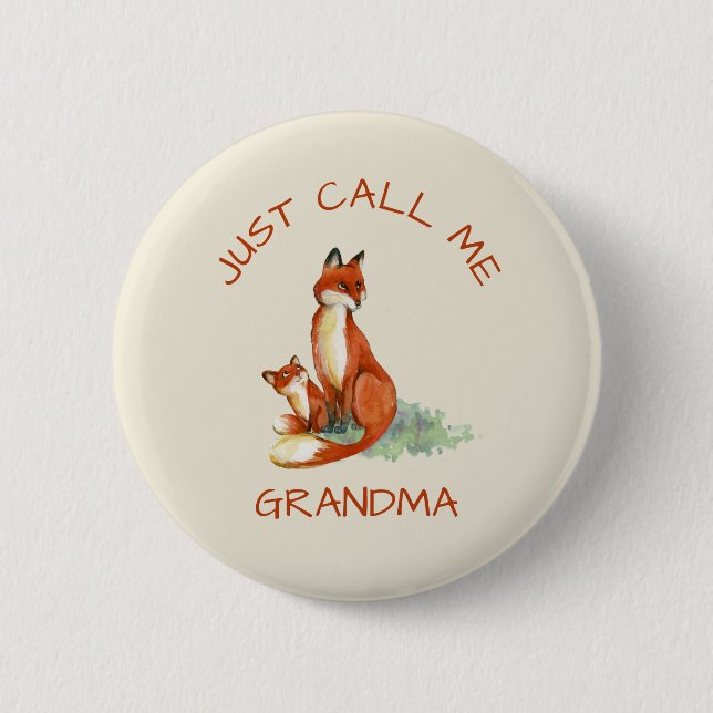 Nennen Sie mich einfach Oma Niedlich Foxes Aquarel Button (Vorderseite)