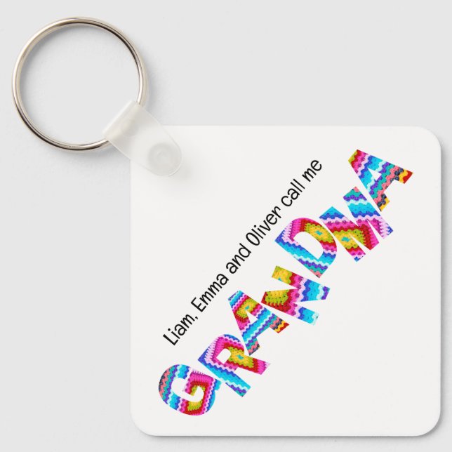 Nennen Sie mir Oma Crochet Letters Child Names Schlüsselanhänger (Vorderseite)